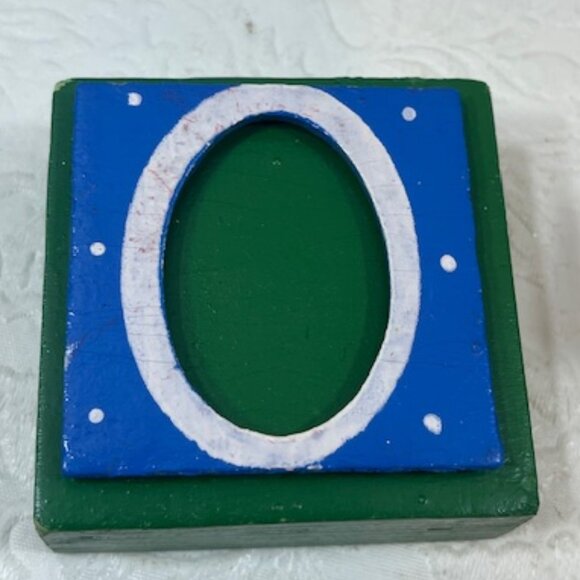 VTG 7 Piece Wooden Christmas JOY NOEL Blocks Picture Frames Table Decor 2.5" - Picture 5 of 14